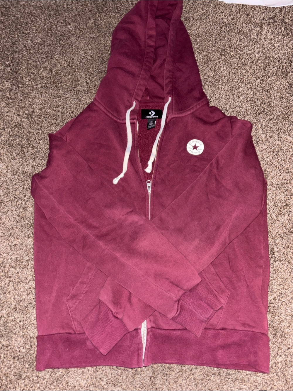 Converse Burgundy Half-Zip Hoodie with White Logo